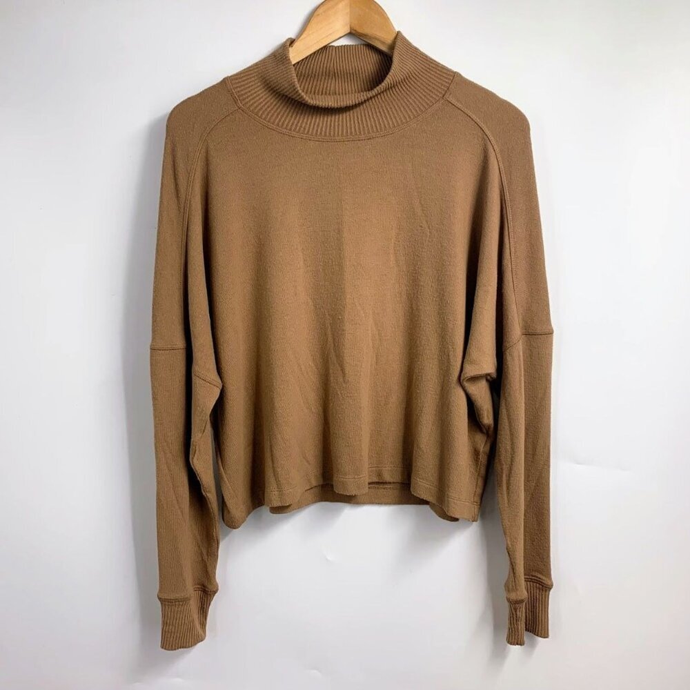 Michael Stars Women's Cropped Relaxed Mock Neck Long Sleeve Sweater Size S